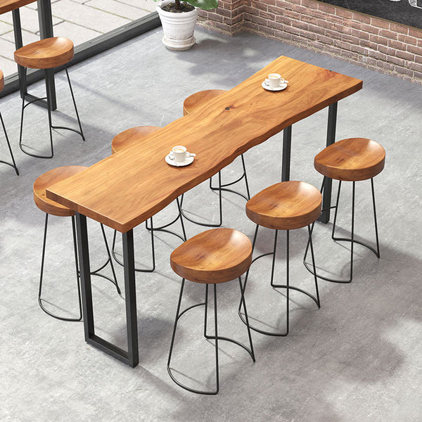 Solid wood bar table American simple tall long table milk tea shop coffee shop table and chair combination commercial wall narrow table
