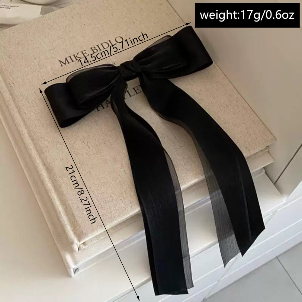European and american cross-border retro black ribbon bow hair clip - elegant, minimalist, and high-end hair accessory for women