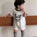 Summer cartoon panda onesie - short sleeve, lightweight, korean style, trendy baby romper for boys and girls - perfect for crawling and outdoor adventures