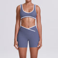 New arrival nude contrast colorpatchwork yoga clothes cross high waist butt lift shorts sports back suit running fitness clothes