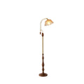 French retro solid wood curved pole floor lamp with pleated lace and soft light – perfect for b&b rooms, studies, and bay windows – wholesale direct from the manufacturer