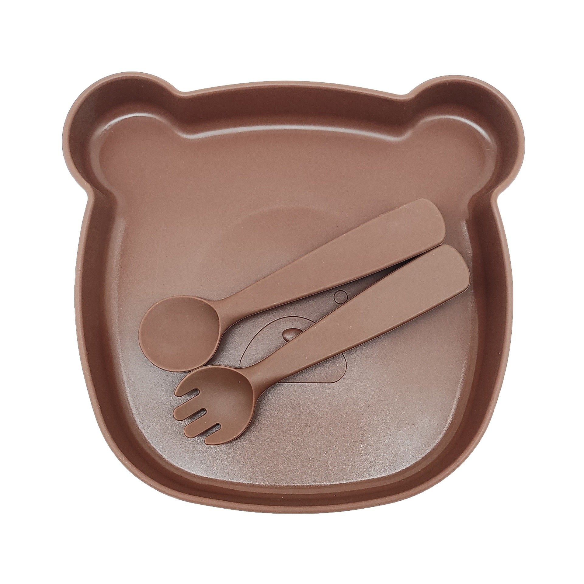 Baby silicone tableware set, non-slip and anti-dirty cartoon bear set, food-grade baby silicone feeding tableware