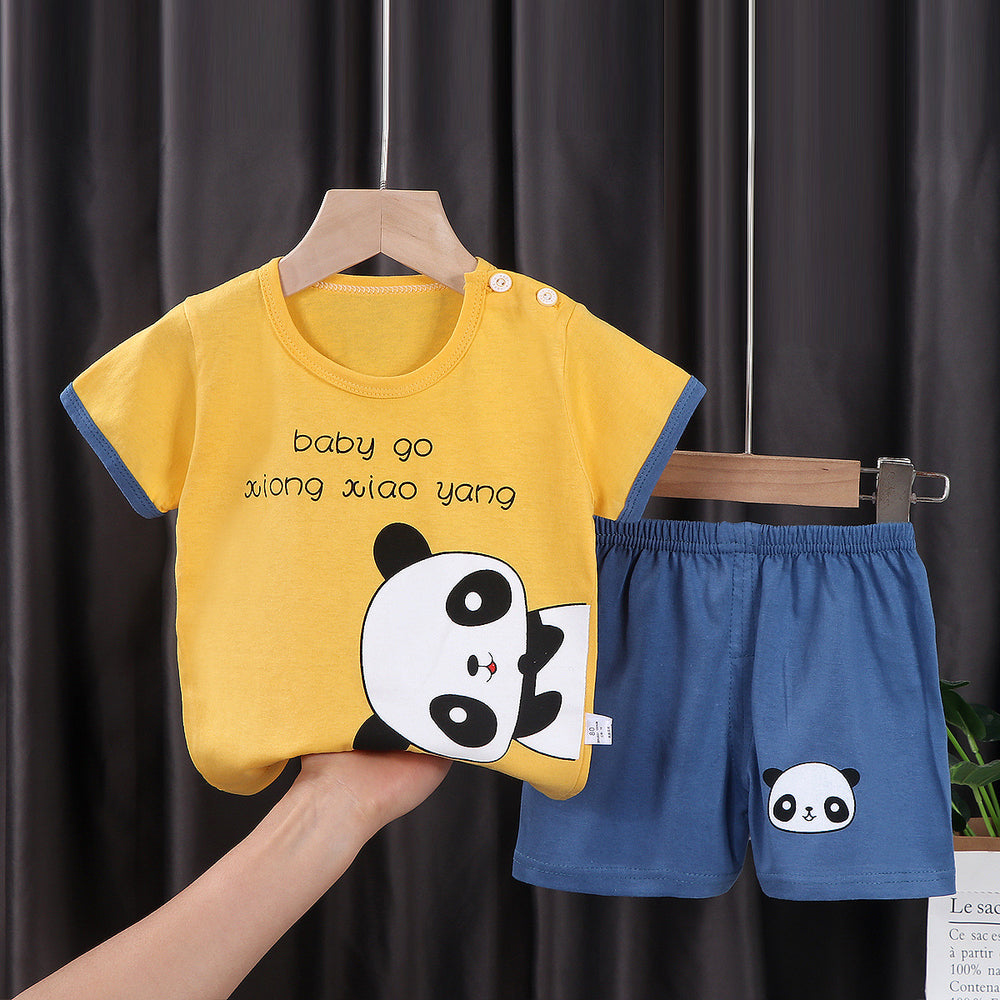 summer new arrival: 100% cotton kids' short-sleeve t-shirt and shorts set - korean style infant and toddler two-piece outfit