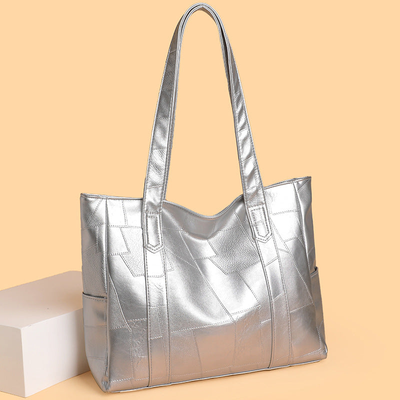 2025 new fashion large capacity women's shoulder bag pu leather tote bag simple versatile crossbody bag - cross-border