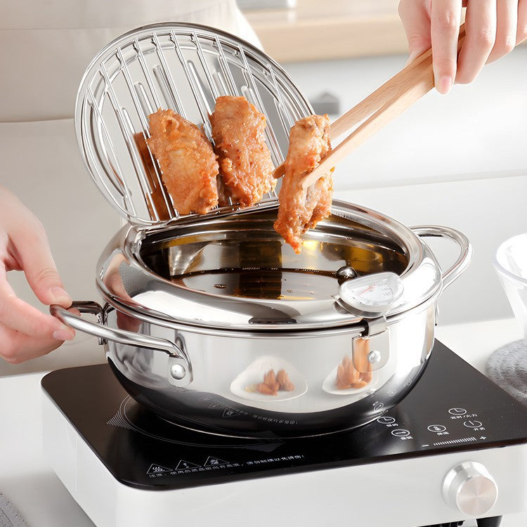 Japanese-style tempura fryer - 304 stainless steel deep fryer for home use - energy-saving small fryer