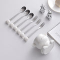 Luxury new year fruit fork set - stainless steel fruit forks with storage jar, premium ceramic bear fork & spoon jar set