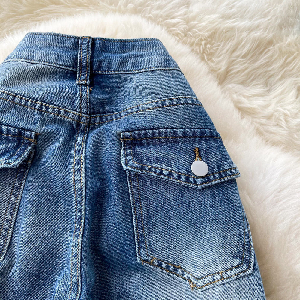 American retro high-waisted wide-leg jeans for women,  summer collection: loose fit, slimming, slightly flared, unique design