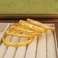 24k gold-plated copper middle eastern geometric hollow-out design women's bangle bracelet - perfect for brides, weddings, and parties
