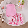Children's clothing shein cross-border girl suit sleeveless vest + skirt two-piece set