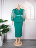 African cross-border e-commerce ol commute organza dress european and american  women's two-piece set pencil skirt