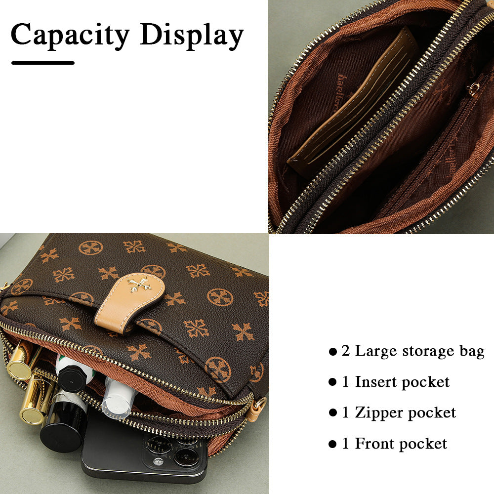 Baellerry new women's bag European and American style old pattern double zipper women's bag fashion messenger shoulder bag