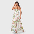 spring/summer european and american independent website  new arrival: fresh and chic printed maxi swing dress with spaghetti straps