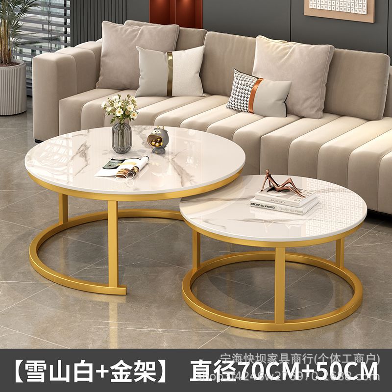 New rock slab nesting coffee table set - modern minimalist luxury living room table for small spaces - trending coffee table