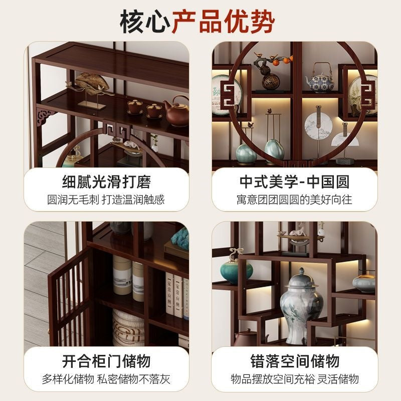 Chinoiserie bogu rack tea set storage rack living room tea display rack duobao pavilion for home tea cabinet purple clay pot display rack