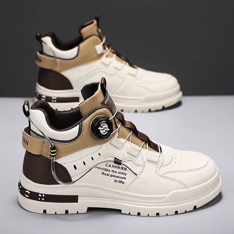 Boots men's high-top spring british style retromencasual leather shoes mid-top waterproofnon-slipworkwear boots