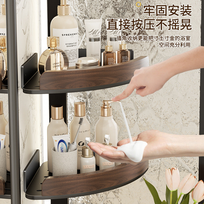 Walnut Triangle Shelf Bathroom Corner No Punching Space Aluminum Toilet Toilet Toilet Storage Shelf