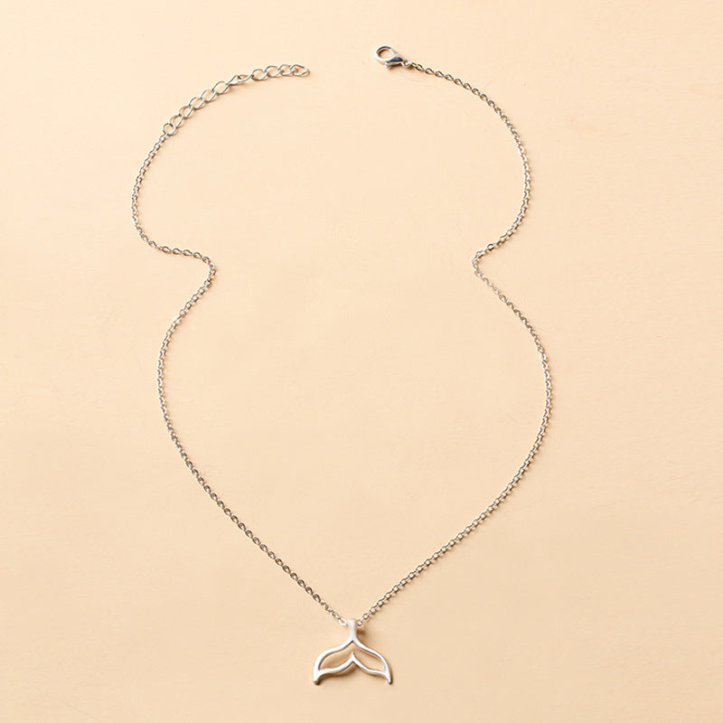 Wholesale mermaid necklace - european & american cross-border alloy jewelry - versatile dolphin tail pendant - niche, affordable luxury women's necklace