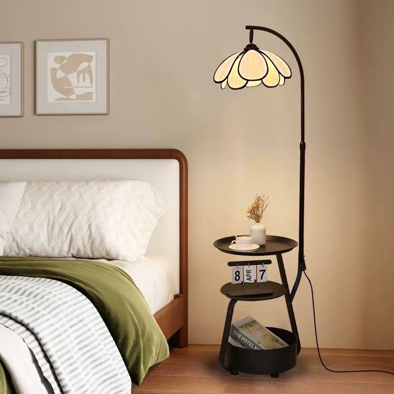 Medieval style side table floor lamp living room sofa decoration storage rack table lamp coffee table all-in-one atmosphere popular
