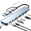 Factory direct sales type c hub seven-port eight-in-one laptop tablet usb expansion hub splitter
