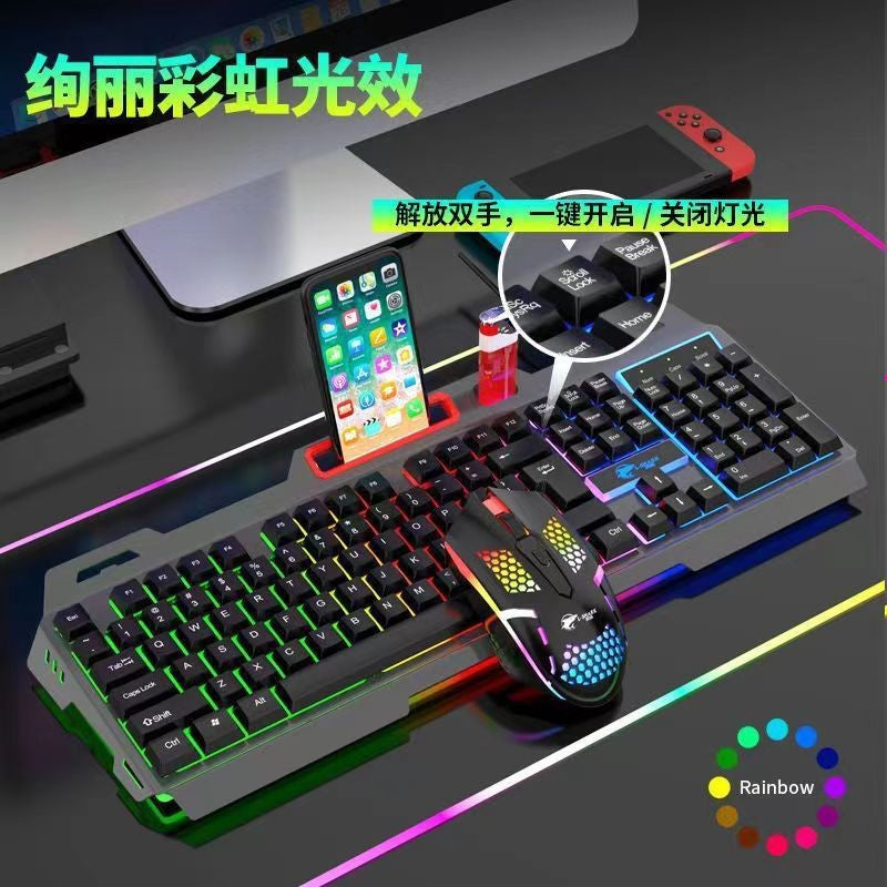 Lingsha t750 mechanical feel keyboard & mouse combo - wired metal keycap set for gaming, office, and desktop use