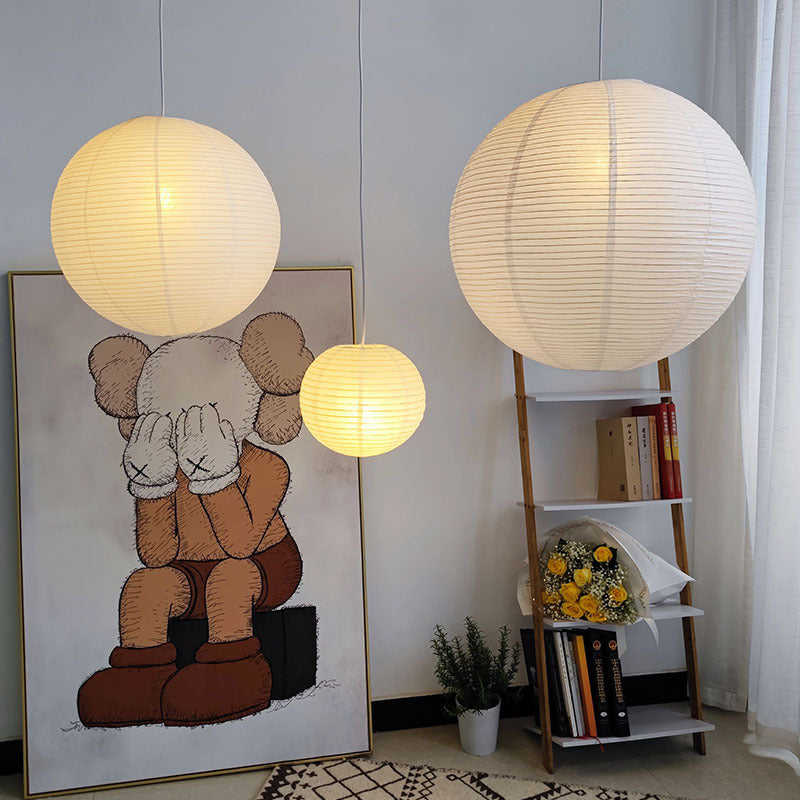 Wabi Silent Wind Ball Japanese Retro Paper Lamp Ball Bedroom Restaurant Clothing Store Xuan Paper Homestay Fenoguchi Yong Chandelier