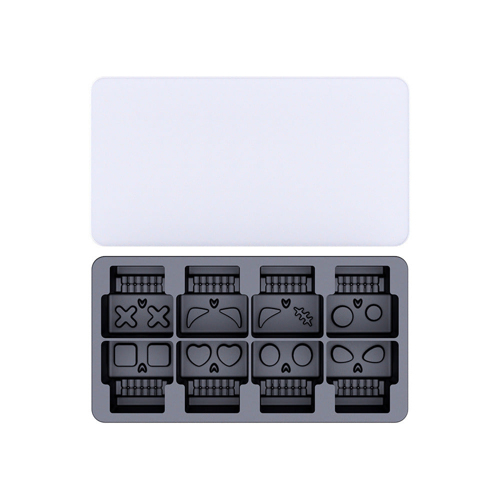 Cross-border spoof skull ice grid mold spoof with lid whiskey ice maker silicone ice cube ice mold film customization