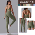 European and american new seamless yoga outfit sexy open-back workout set high-waisted butt-lifting leggings running fitness set