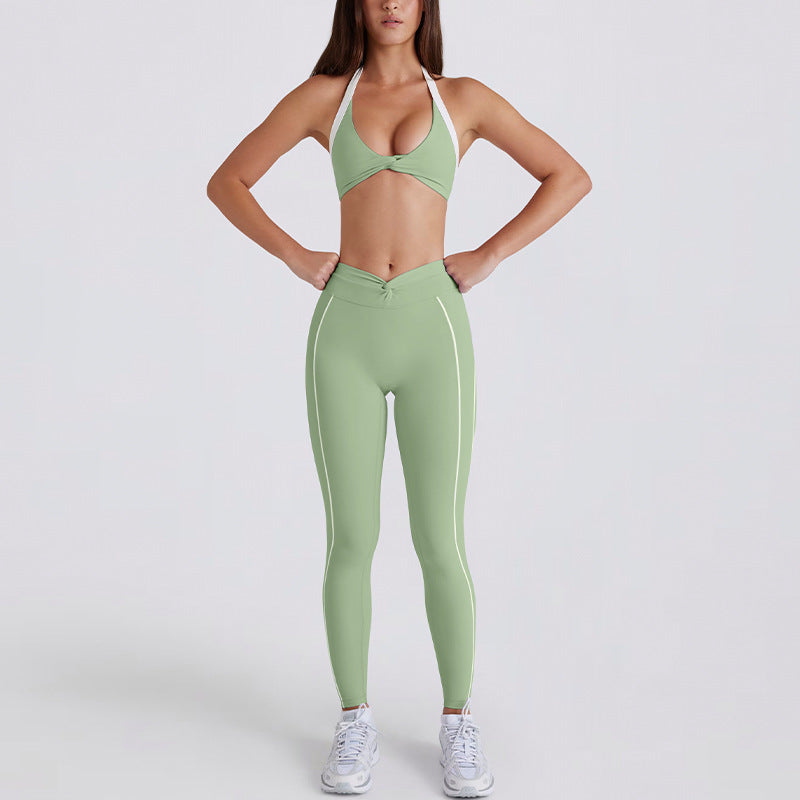 color block twist high-waisted butt-lifting yoga shorts, pants, tank top, running sports bra, yoga outfit set for women