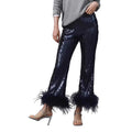 slimming independent station  european and american women's clothing sequinpants raw edge decoration fashion low waist nightclub pants