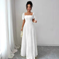 European and american cross-border women's fashion  summer solid color french bandeau backless cinched waist pleated elegant long dress