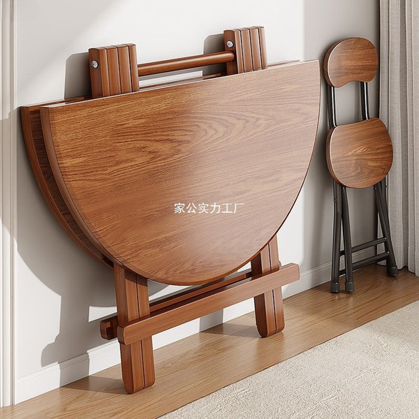 Folding table household round table small apartment wooden table eating table outdoor multi-functional portable rental room stall table