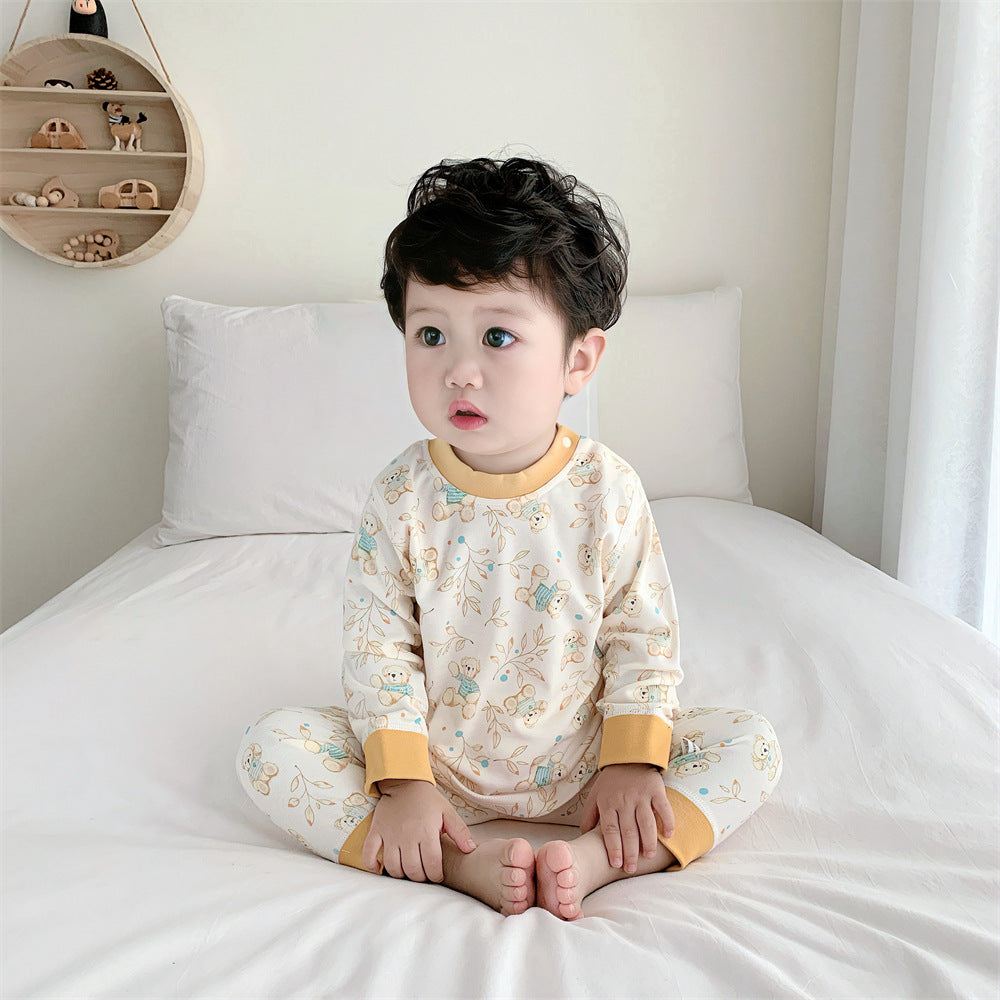 Kids' cotton thermal underwear set - boys' & girls' warm base layer for spring/autumn, baby & toddler pajamas