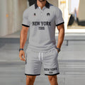 hot-selling men's polo shirt set, new summer two-piece casual short-sleeve and shorts set, dropshipping available