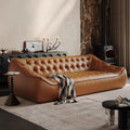 Oil wax genuine leather sofa small apartment living room straight row double slot three slot medieval style first layer cowhide sofa