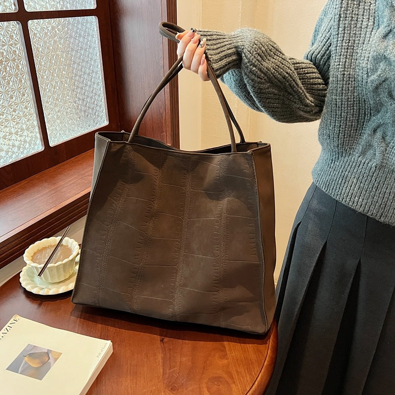 Cross-border wholesale stone pattern bag large-capacity women's bag 2025 new simple and versatile commuter bag shoulder messenger bag