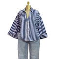 European and american cross-border women's spring  new fashion design turn-down collar loose casual versatile shirt top