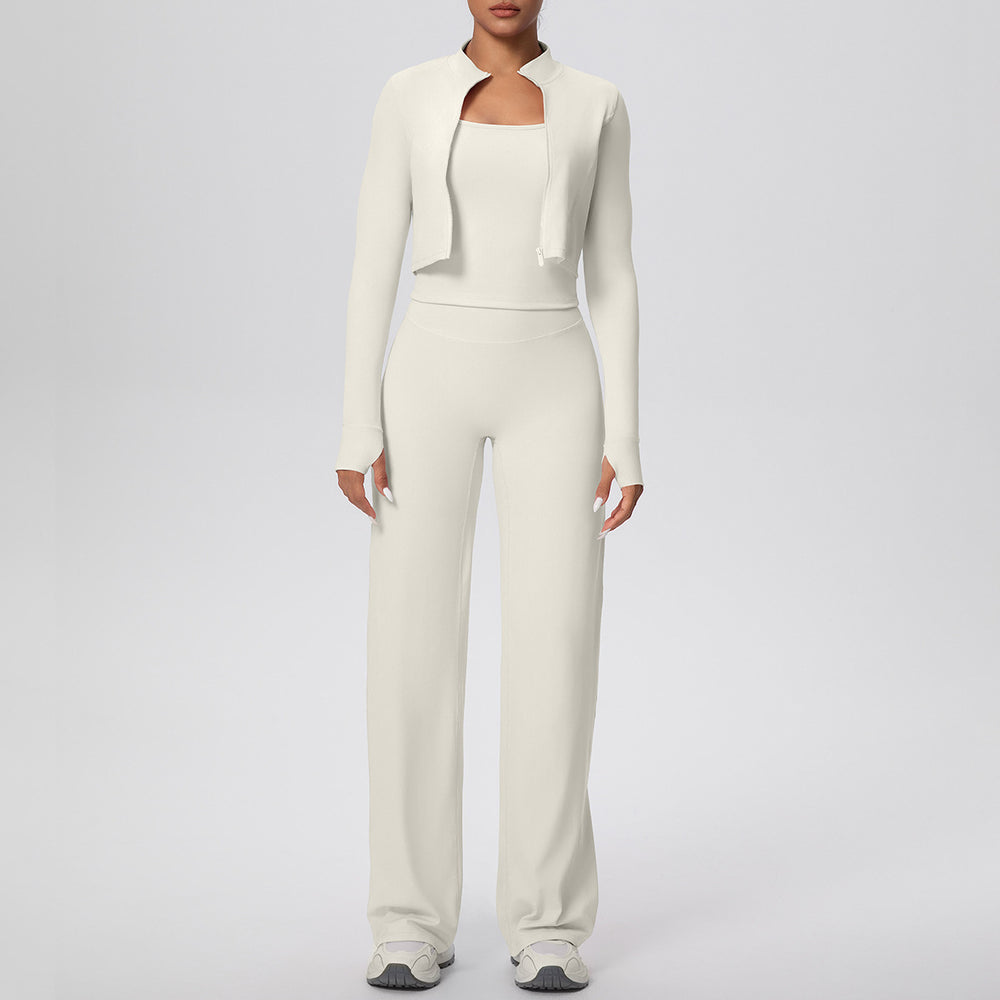 New barely-there quick-dry activewear set: outdoor casual running & fitness outfit - butt-lifting, tummy-control, wide-leg yoga leggings