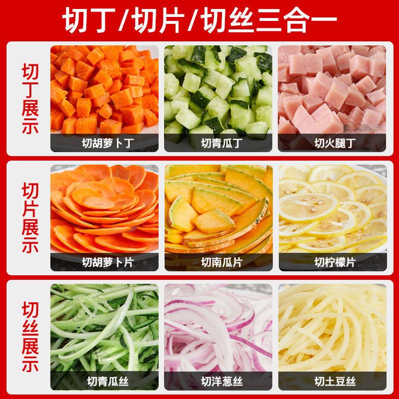 Multifunctional commercial vegetable cutter - potato, carrot shredder, vegetable dicer, fully automatic fruit slicer
