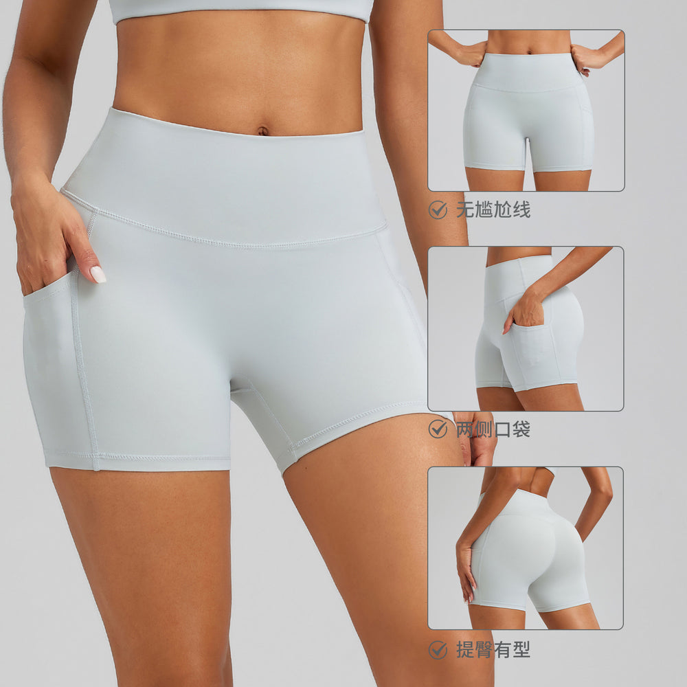 pocket high-waisted yoga shorts - stretchy, breathable, quick-drying athletic shorts for women - direct from the source factory, customizable fitness pants