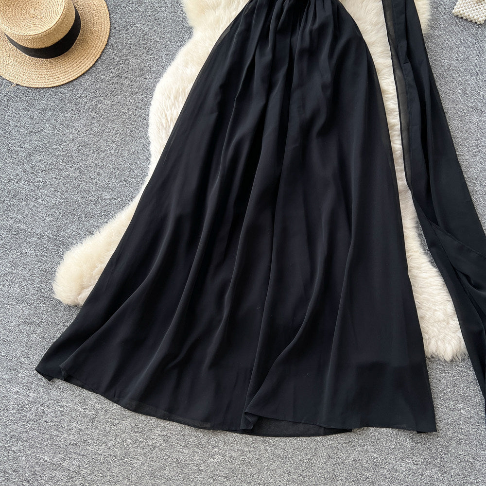 Pure desire red halter dress women's summer slimming look age reduction stereo flower decoration long dress eleganceelegant dress