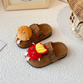 New children's birkenstock-style slippers - cartoon burger & fries design - spring/autumn outdoor wear - cute flat thick sole baby slippers
