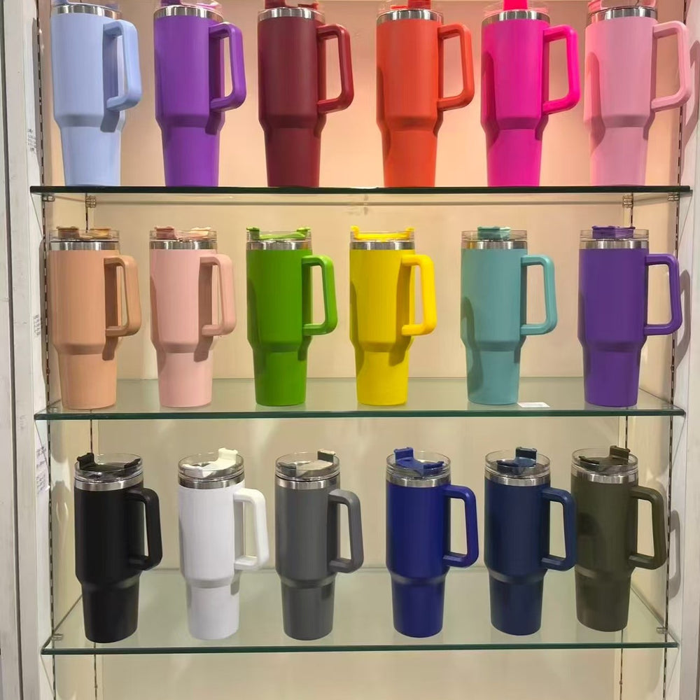304 stainless steel thermos cup 40oz first generation car cup straw ice cup car large capacity handle cup