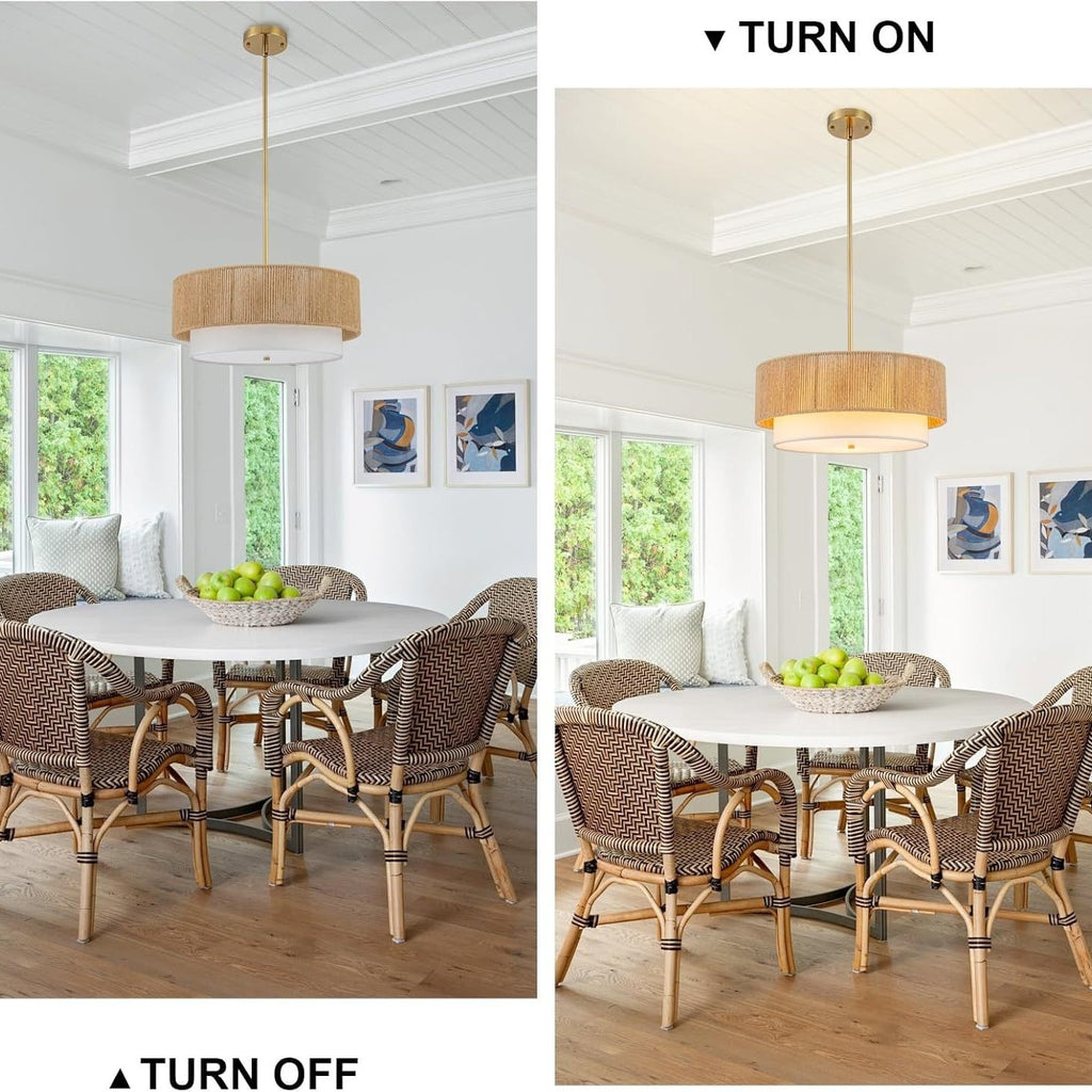 Cross-border farmhouse rattan chandelier 3 lights bohemian lighting fixtures for bedroom dining room foyer kitchen hallway