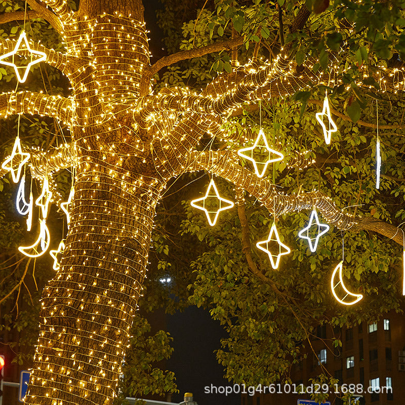 Star Hug Moon Pendant Flexible Light Belt Outdoor Waterproof Engineering Lighting Light Hanging Tree Christmas Day Snowflake Neon Belt