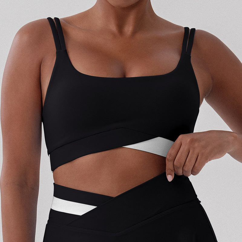 eco-friendly fabric new arrival: compression sports bra with beautiful back design, outdoor elastic running yoga fitness top for women