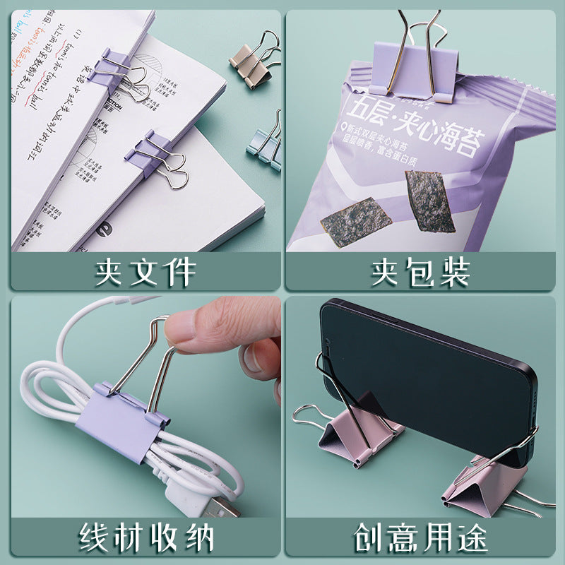 Deli long tail clip mixed large color ticket clip swallow tail clip small clip fish tail clip 15mm iron clip wholesale