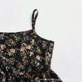Girls' european and american style trendy solid color cropped jacket + black floral print cami dress two-piece set