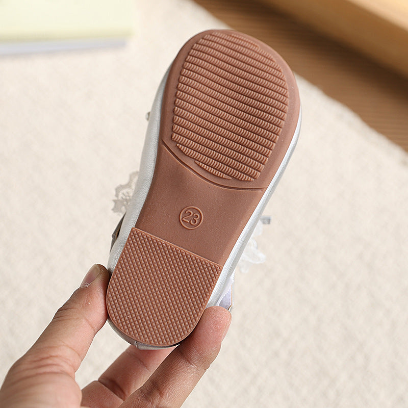 Vancahao  new baby toddler shoes girls mary jane pearl princess shoes fashion soft sole leather shoes flats