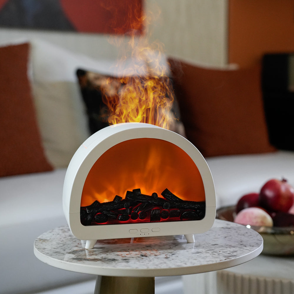 Wood grain fireplace aromatherapy machine cross-border popular desktop fragrance machine running horse colorful lamp humidifier diffuser retro style