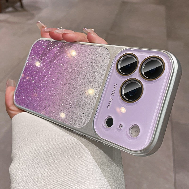 Crystal lens large window gradient glitter suitable for iphone17promax mobile phone case apple 15 high-end case